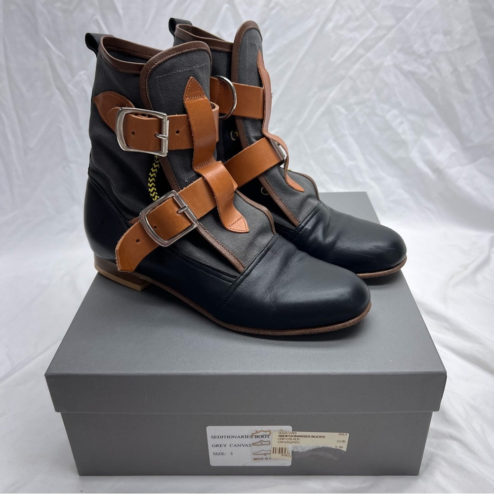 Vivienne Westwood Worlds End Seditionary Boot Grey Canvas UK 5